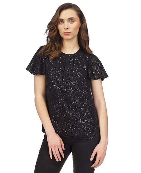 michael michael kors flutter-sleeve to|MICHAEL Michael Kors Women's Sequin Flutter.